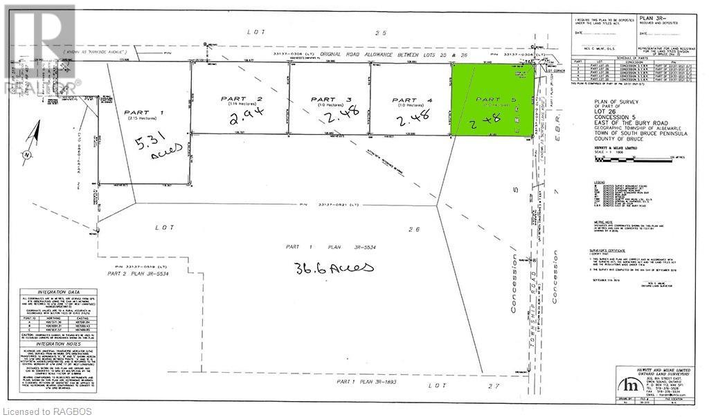 PARCEL 5 PART LOT 26, CONCESSION 5 ROAD